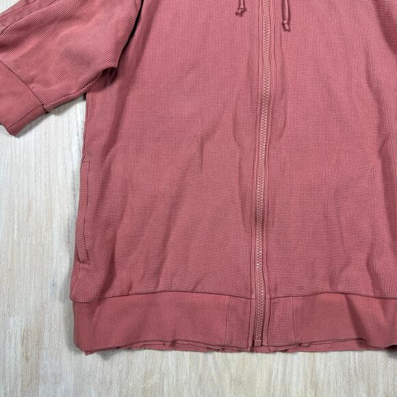 Adidas Raw Pink Short Sleeve Full Zip Waffle Knit Track Top Sporty Jacket Medium - Picture 5 of 14
